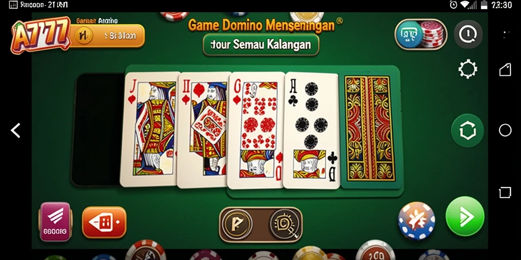 Screenshot A7777 menampilkan gameplay seru Domino dengan teman-teman.
