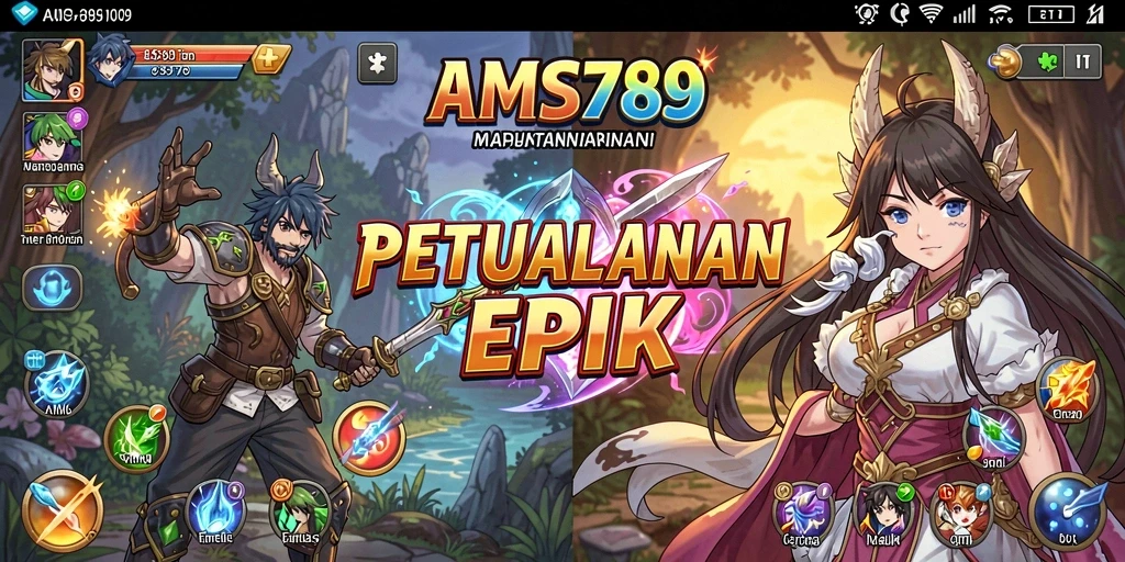 Tampilan gameplay menarik dari AMS789 dengan karakter anime yang menawan.