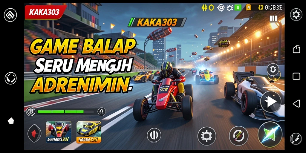 Screenshot gameplay KAKA303 yang menampilkan aksi balap mendebarkan.