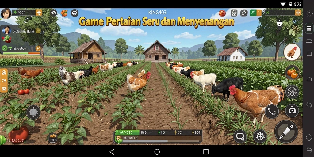 Tampilan gameplay KING403 yang seru dalam bertani dan berteman.