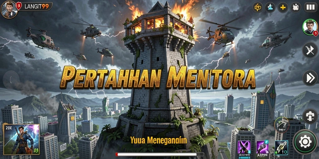 Gameplay menegangkan LANGIT99 dalam mode Tower Defense yang epik.