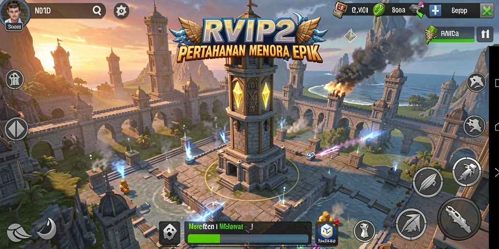 Gameplay menara pertahanan yang mendebarkan dengan aksi strategis.